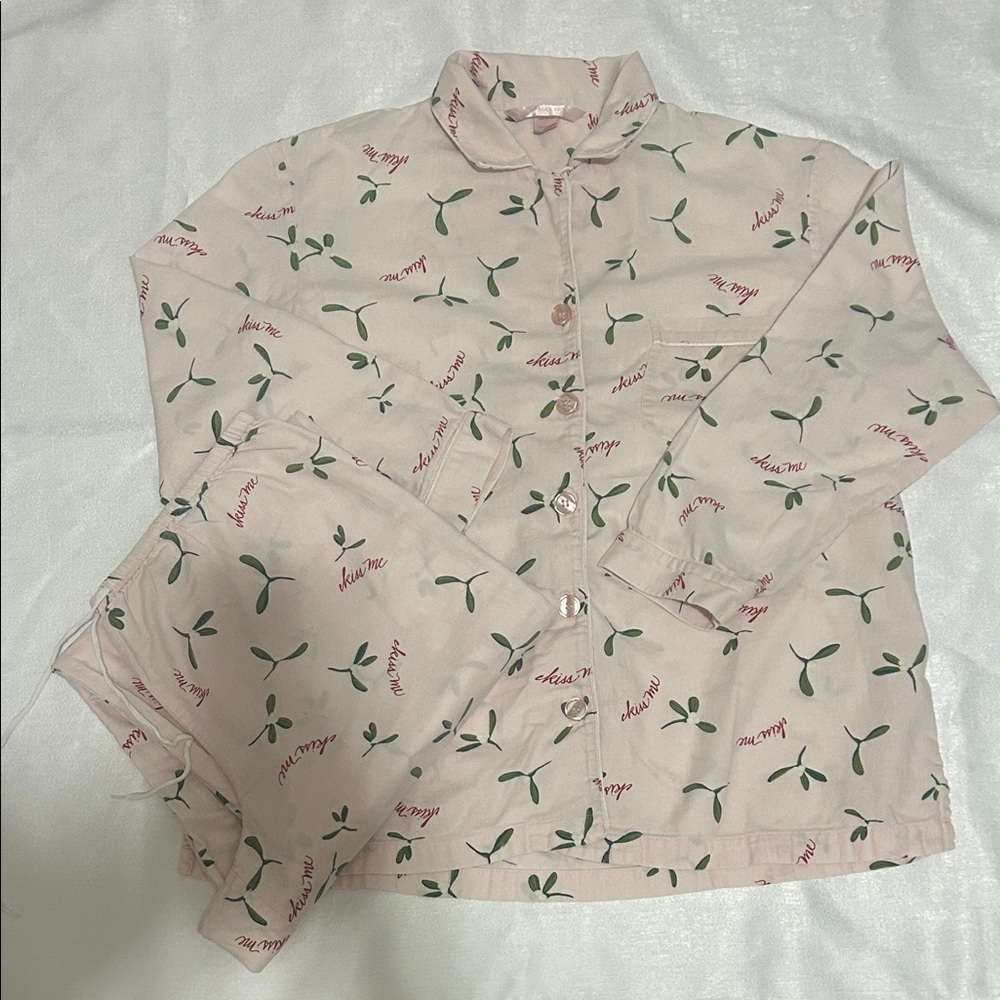 Victoria's Secret Pink and Green Pajama Set